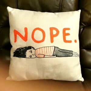 EUC Graphic Beige Decorative Pillow "NOPE."